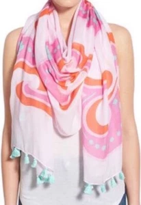 Kate Spade New York Tassel Oblong Scarf Sweet Valentine Pink $138 New - Picture 1 of 11