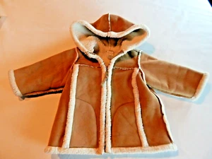 Faux Suede and Shearling Hooded Coat Brown Size 12 Months STARTING OUT  Preowned - Picture 1 of 8