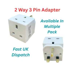 2-Way 3-Pin Household Adapter Socket | UK Multi Plug Mains – 3A Double Outlet - Picture 1 of 5