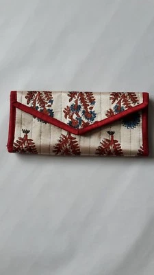 bridesmaid gift Indian handmade multicoloured printed envelope purse clutch silk - Image 1 of 4