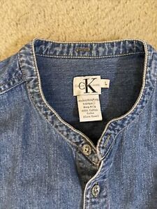 Calvin Klein Denim Button-Up Casual Button-Down Shirts for Men for 
