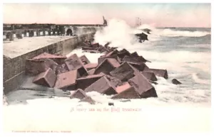 EIN SCHWERES MEER AUF DEM STEILBRECHER.VTG UNGETEILTE POSTKARTE*A24 - Bild 1 von 2