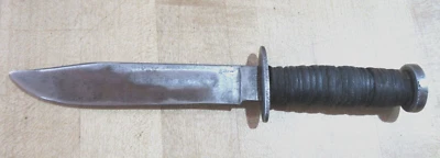 U S N MK 1 cuchillo envuelto empuñadura de cuero. Hoja de 6 pulgadas Kinfolks Commando WW11 (w17) Foto 1 de 4