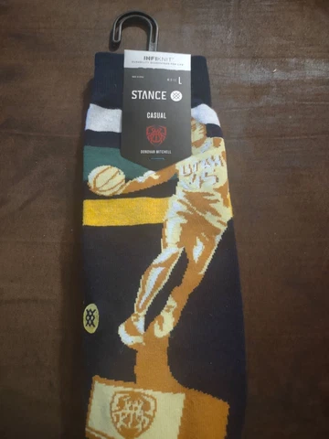 BRAND NEW! NBA UTAH JAZZ #45 DONOVAN MITCHELL STANCE MEN'S LARGE SOCKS! Cover