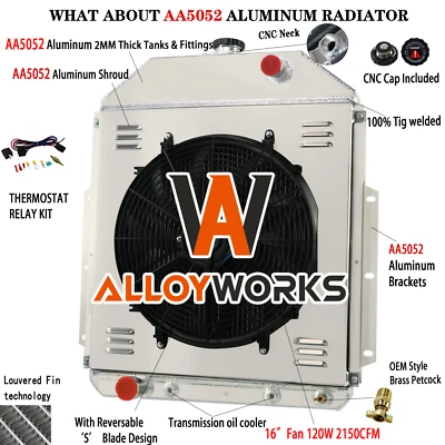 3 Row Radiator Shroud Fan Fits 1942-1952 1948Ford F1 F2 F3 F4 Pickup Ford Engine - Imagem 1 de 4