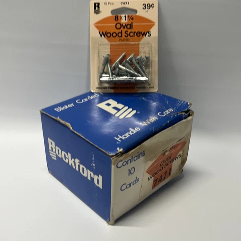 10 Packs Of 15! Vintage NOS Rockford #8 X 1 1/4 Oval Wood Screws USA FULL CASE Cover