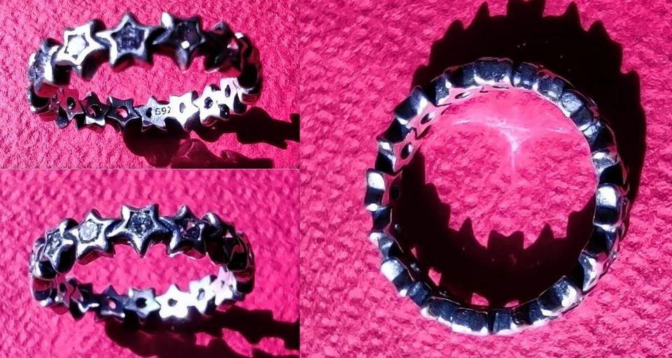 Anello fidanzamento argento 925 Sterling con 16 zirconi su stelline - Bello - - Immagine 1 di 1