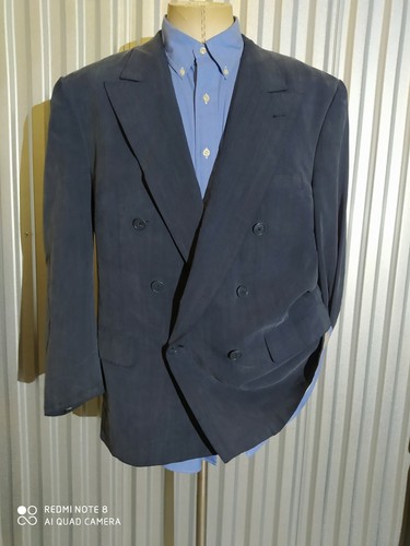 Giacca blazer cappotto blu spazzolato pura seta doppiopetto Burberrys vintage 44S