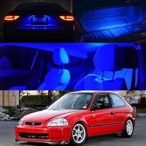 For 96-00 Honda Civic Blue LED Bulb Full Package Map Dome Trunk + License Plate - Picture 1 of 1