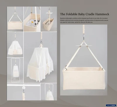 Baby Cradle Canvas Hammock Swing Includes Matt Growing Baby Hanging Baby Hammock - Image 1 of 4