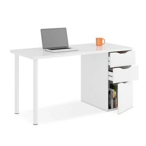 Mesa de ordenador con cajonera,escritorio para oficina despacho, Blanco, Athena - Imagen 1 de 12