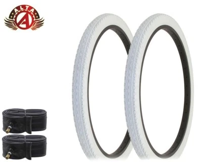 2 ALTA BICYCLE WIRE BEAD CRUISER TIRES 26x2.125 WHITE HEAVY DUTY DIAMOND w/TUBES - Image 1 of 2