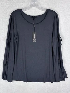 Neu mit Etikett Cable & Gauge Damen schwarz Langarm mit Bändern Viskosemischung Top Größe M - Bild 1 von 10