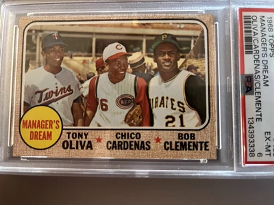 1968 Topps Managers Dream #480 PSA 6 Roberto Clemente Tony Oliva ¡Bonita tarjeta!! Foto 1 de 4