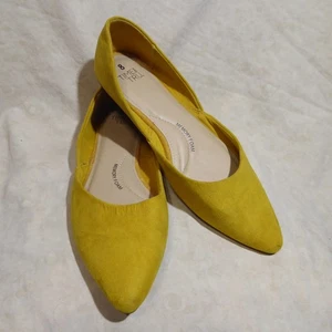 🩰 Time and Tru spitz zulaufende Ballerinas 8 M goldrud gelb Wildleder Kunstleder - Bild 1 von 17