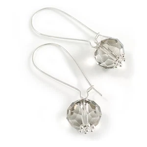 Dim Grey Round Glass Bead with Kidney Wire Closure/Kidney Earrings Hook - Picture 1 of 6