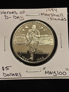 1994 Marshall Islands Heroes Of D Day $5 Dollars “may100” - Picture 1 of 24