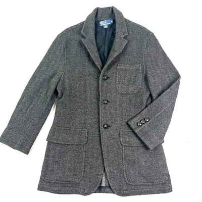 Vintage POLO Ralph Lauren Jacket Blazer Coat 36R gray herringbone Tweed - Image 1 of 4
