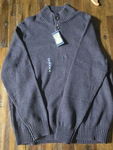 Men's IZOD XL Navy Long Sleeve 3 Button Mock Sweater - NEW with Tags. - Picture 1 of 3