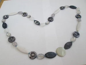 CORD NECKLACE WITH MULTICOLOURED BEADS / DISCS - Picture 1 of 3