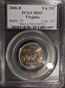 2000-d PCGS MS-67 Virginia VA Washington State Quarter OBH Old Blue Holder - Picture 1 of 2