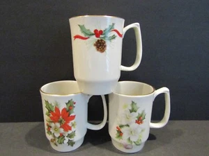 Pickard China Electro-Kinetics HOLLY, BERRIES, PINE CONE Set of 3 MUGS 1991 1994 - Picture 1 of 11