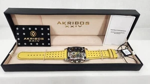 AKRIBOS XXIV Watch Yellow Leather Band Square Face w/Tags in Case List $910 - Bild 1 von 7