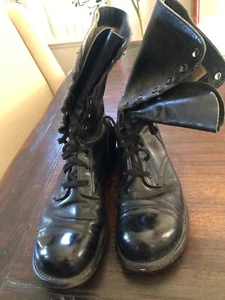 Botas negras vintage Wingfoot Goodyear de cuero ejército militar de Estados Unidos punta de acero, Segunda Guerra Mundial - Imagen 1 de 7