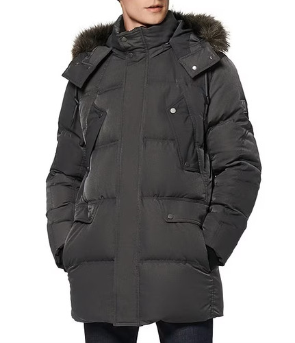 CANADA GOOSE NUOVO cappotto da parco sci con cappuccio Marc New York "Gattica" in pelliccia sintetica con cappuccio taglia L #C4147