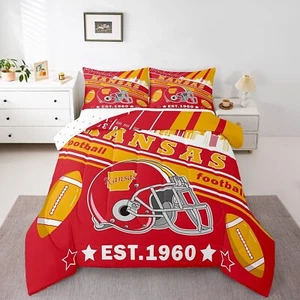Feelyou Football Bedding Set Queen Size Boys Girls Kansas Comforter Set Ameri... - Picture 1 of 8