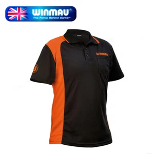 Winmau Wincool 2 Breathable Darts Shirt, Black & Orange in Small - Picture 1 of 1