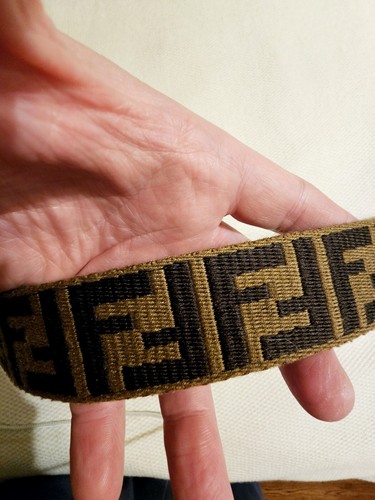Cintura uomo donna Fendi FF logo pelle nera e tessuto marrone fatta a mano in Italia