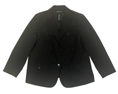 Blazer Lauren Ralph Lauren LRL Mujer Talla Grande 16W Negocios Carrera Bolsillos Negro Foto 1 de 4