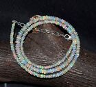 16"Natural Ethiopian Opal Gemstone Beads Necklace 925 Sterling silver A-1453