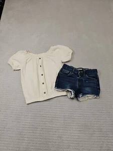 Old Navy Shirt Girls 5 Cat & Jack Jean Shorts 5T - Picture 1 of 8