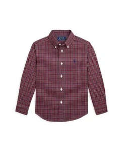 Polo Ralph Lauren RED BLACK Boys Kids Plaid Cotton Poplin Shirt, US 5 - Picture 1 of 3