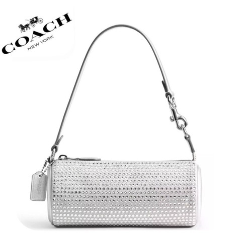 ?Borsa Coach Nolita a botte nuova con etichette tessuto cristallo pelle liscia metallizzata