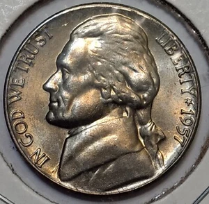 1957 Gem Mint State Jefferson Nickel - Picture 1 of 2
