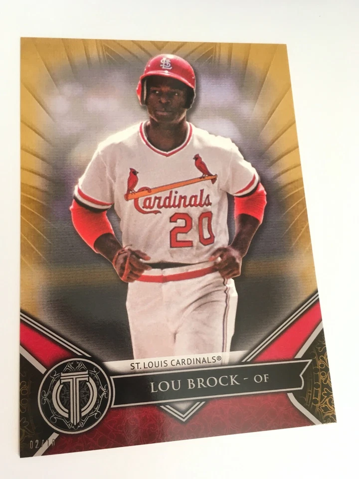 2017 Topps Tribute Jumbo 5x7 Lou Brock Cardinals 29 #'d /10 Gold - Image 1 of 1