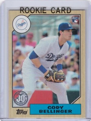 CODY BELLINGER ROOKIE CARD 2017 Topps Dodgers MLB RC New York Yankee 1987 DESIGN - Image 1 of 2