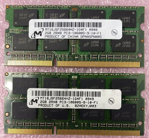 Lot( 2 ) 2GB Micron MT16JSF25664HZ-1G4F1 PC3-10600S DDR3 SO-DIMM 2Rx8 RAM - Picture 1 of 6