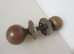 Antique Brass Door Knobs Handles Plates Vintage Old - Picture 1 of 16