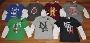 NEW NWT GAP GapKids Boys Distressed City Logo T-Shirt Layered Look 7-Styles *N9 - Picture 1 of 8