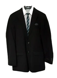 NWT Boys Szs 8R-12R-20R Van Heusen Suit Jacket Black Pinstripe Wedding Grad Prom - Picture 1 of 28