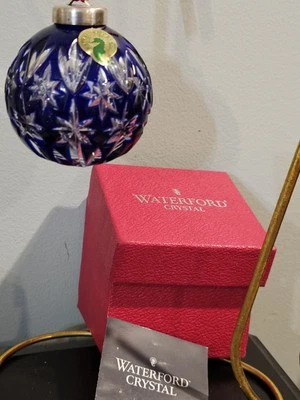 Waterford 2000 cristal corte a claro azul cobalto con estuche bola adorno caja original Foto 1 de 4