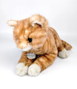 Gund Orange Tabby Cat Laying Collectors Classics Vtg 1985 Realistic Plush 16" - Picture 1 of 18