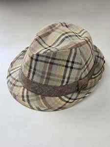 Cappello Tommy Bahama Relax Fedora Uomo M Plaid con Logo Metallo Ananas Cotone Usato in Ottime Condizioni - Foto 1 di 10