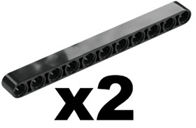 Lego 2 Technic Beam Thick Liftarm Black 1 x 11 Stud 32525 D951