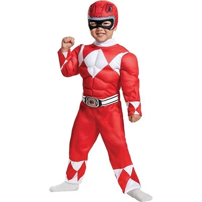 Mono Mighty Morphin rojo Ranger musculoso para niños pequeños Foto 1 de 2