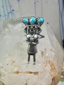 Vintage Kachina Ring Navajo Türkis Gr. 7,2 Sterling Silber Damen signiert CPH - Bild 1 von 10